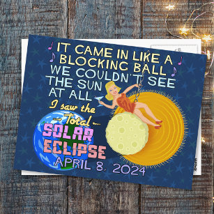 Total Solar Eclipse April 8 2024 American Funny Postcard