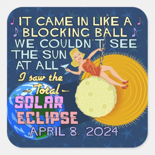 Total Solar Eclipse April 8 2024 American Funny Square Sticker