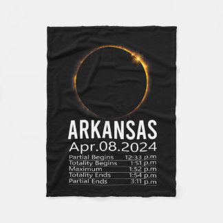 Total Solar Eclipse April 8 2024 Arkansas Schedule Fleece Blanket