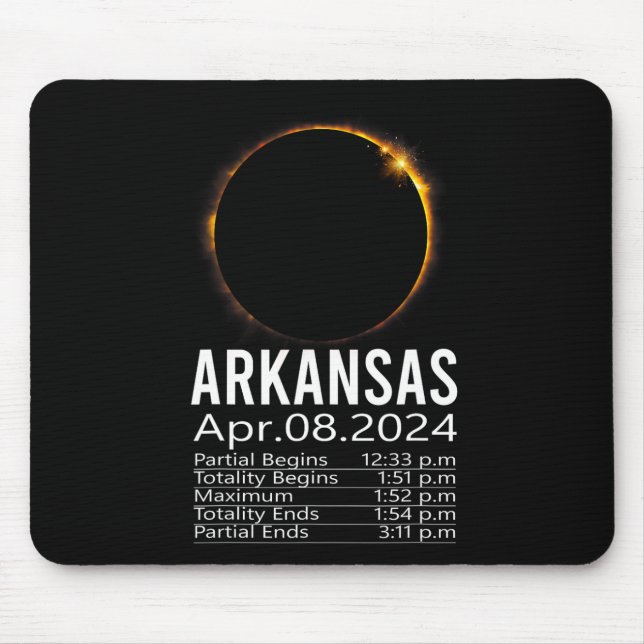 Total Solar Eclipse April 8 2024 Arkansas Schedule Mouse Pad (Front)