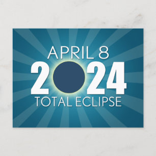 Total Solar Eclipse - April 8, 2024 - Blue Design Postcard
