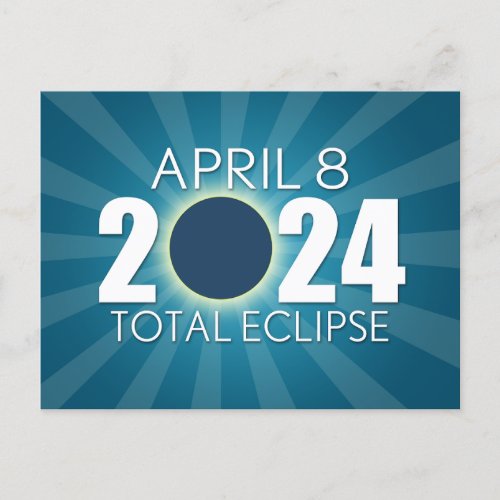 Total Solar Eclipse _ April 8 2024 _ Blue Design Postcard