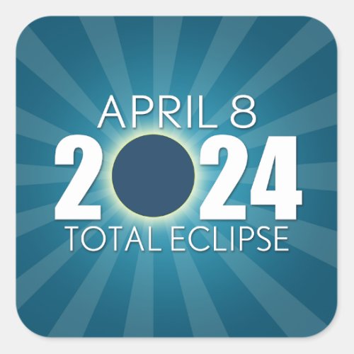 Total Solar Eclipse _ April 8 2024 _ Blue Design Square Sticker