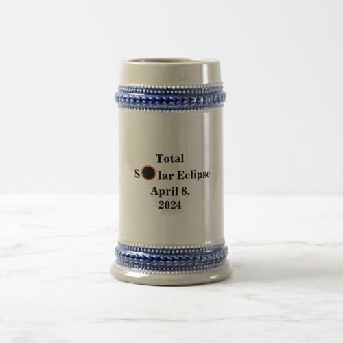 Total Solar Eclipse April 8 2024 GrayBlue Beer Stein