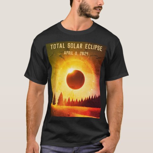 Total solar eclipse April 8 2024 landscape T_Shirt