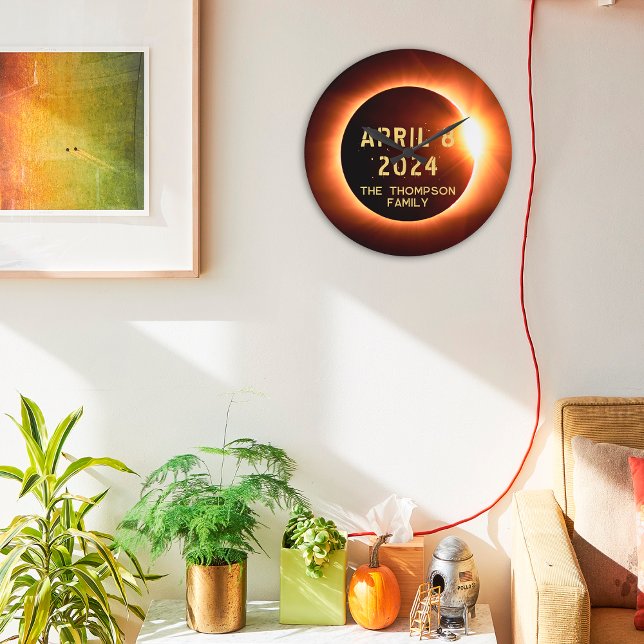 Total Solar Eclipse April 8 2024 Personalized Large Clock (Creator Uploaded)