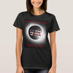 Total solar eclipse April 8, 2024 USA flag  T-Shirt