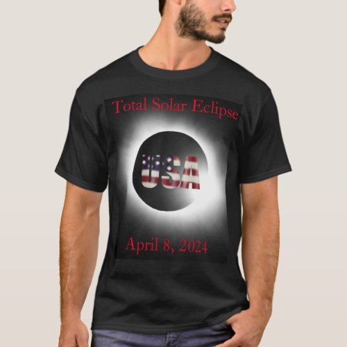Total solar eclipse April 8 2024 USA flag  T_Shirt