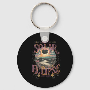 Total Solar Eclipse April 8 2024 Vintage Flowers A Keychain