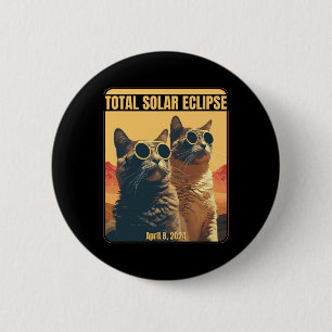 Total Solar Eclipse April 8 Eclipse Cats Button