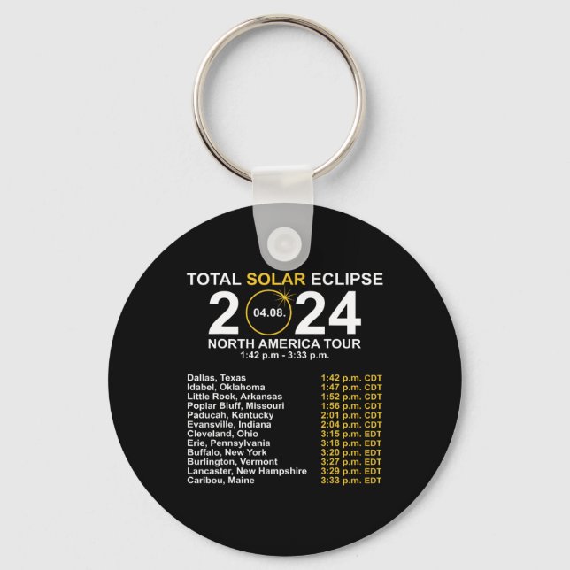 Total Solar Eclipse April 8 Path Of The Eclipse  Keychain (Front)