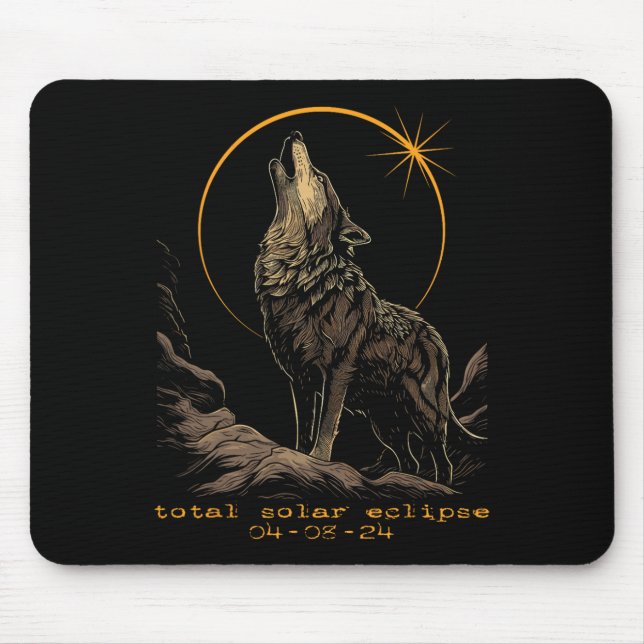 Total Solar Eclipse April 8 Wolf  Mouse Pad (Front)