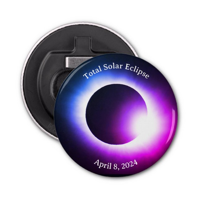 Total solar eclipse april 8th  2024 moon sun bottle opener (Front)