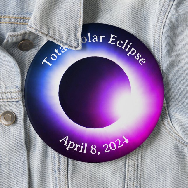 Total solar eclipse April 8th  2024 moon sun Button (In Situ)