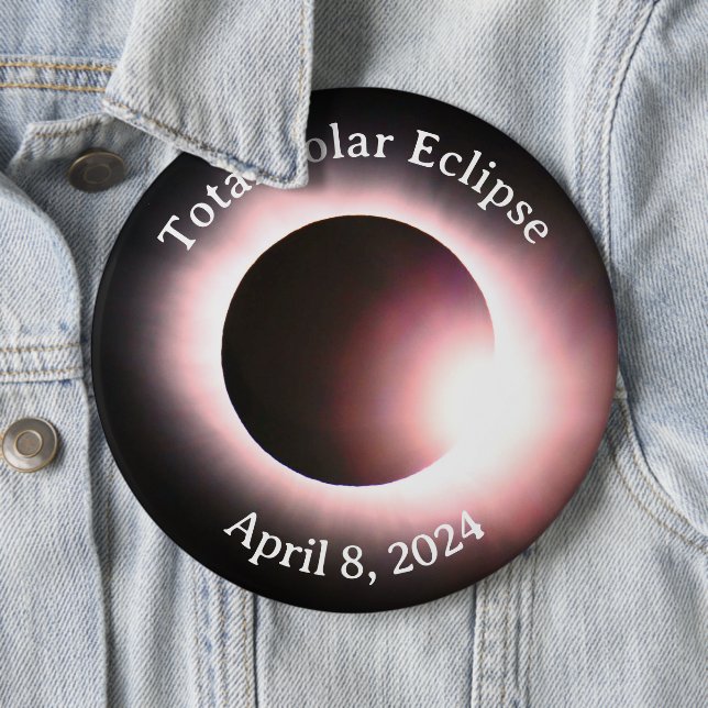 Total solar eclipse April 8th  2024 moon sun Button (In Situ)