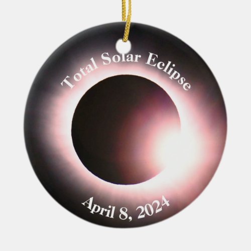 Total solar eclipse April 8th  2024 moon sun Ceramic Ornament
