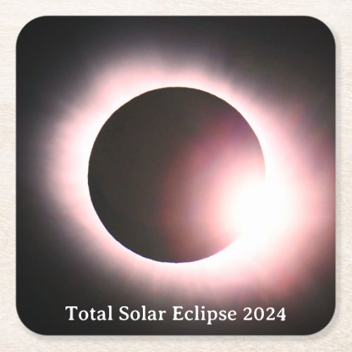 Total solar eclipse April 8th  2024 moon sun Square Paper Coaster