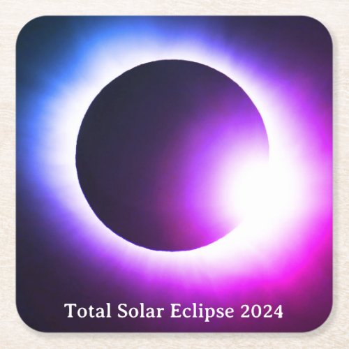 Total solar eclipse April 8th  2024 moon sun Square Paper Coaster