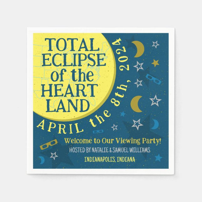 Total Solar Eclipse April 8th 2024 Viewing Party Napkins (Front)
