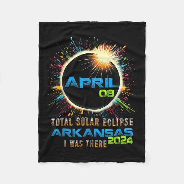 Total Solar Eclipse Arkansas 2024 Colorful Totalit Fleece Blanket (Front)