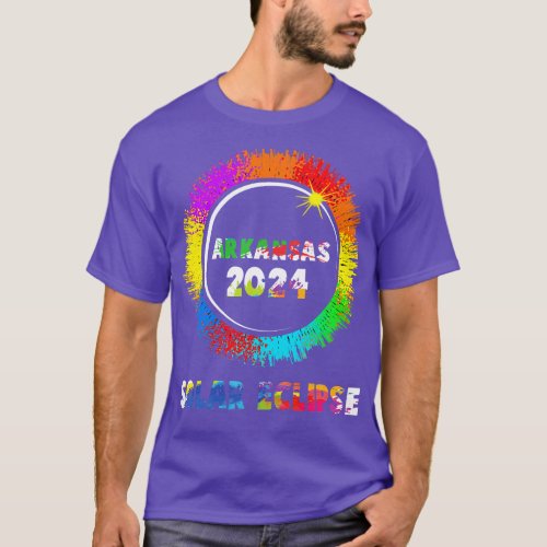 Total Solar Eclipse Arkansas 2024 Colorful Totalit T_Shirt