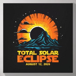 Total Solar Eclipse August 12 2026 Artwork Canvas Photo Tile