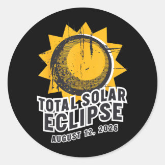 Total Solar Eclipse August 12 2026 Astronomy Path Classic Round Sticker