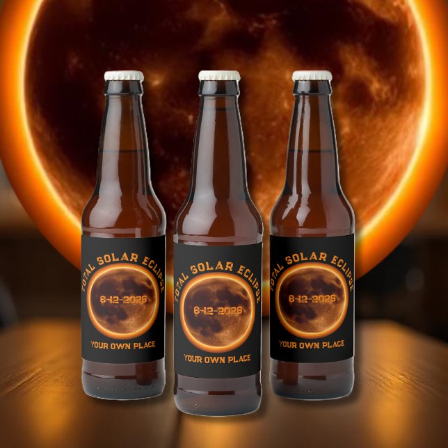 Total Solar Eclipse August 12, 2026 Beer Bottle Label (Total Solar Eclipse August 12, 2026 Beer Bottle Label )
