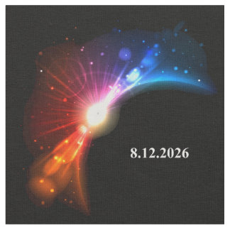 total solar eclipse August 12, 2026 black rainbow Fabric