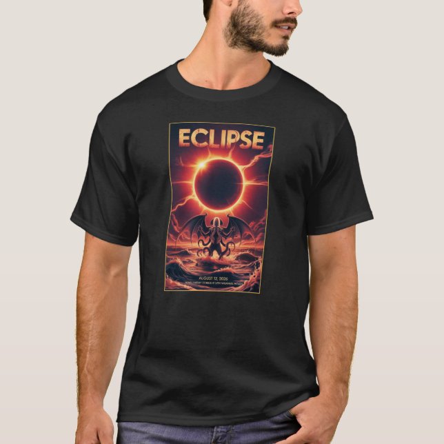 Total Solar Eclipse August 12 2026 Cthulhu Tee (Front)