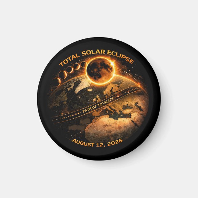 Total Solar Eclipse August 12, 2026 Magnet (Front)