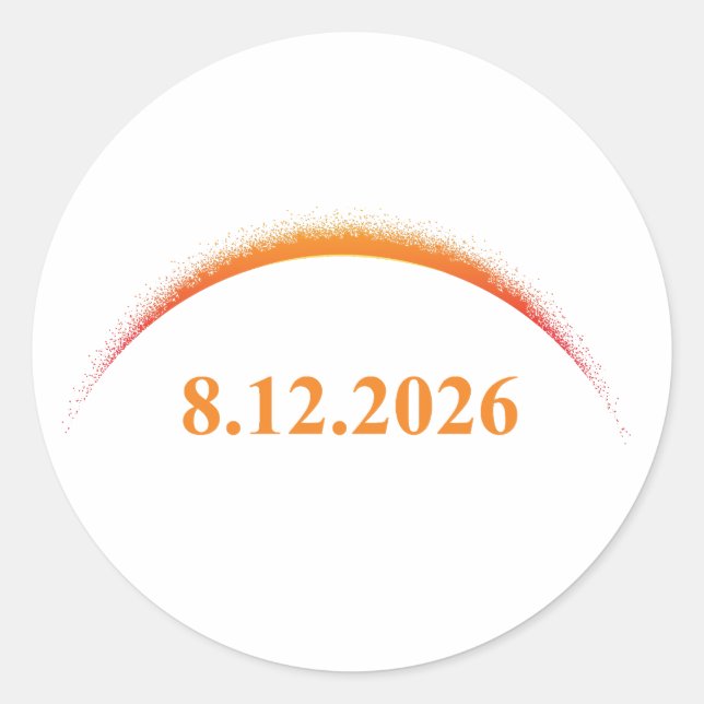 total solar eclipse August 12 2026 orange sun Classic Round Sticker (Front)