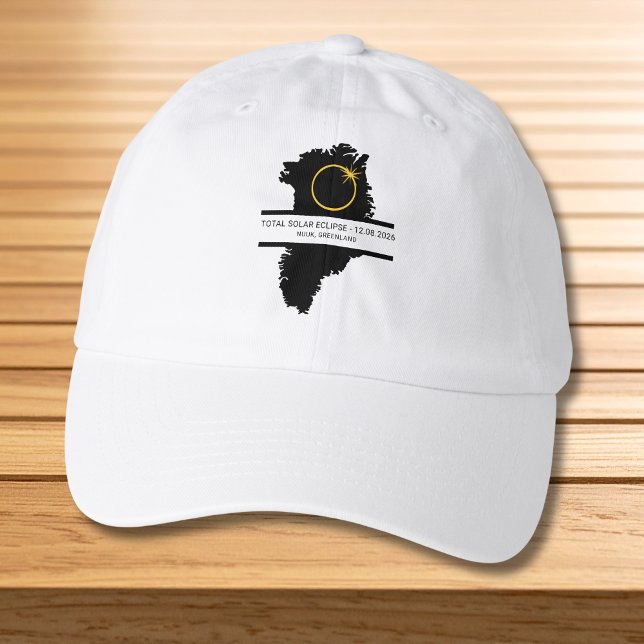 Total Solar Eclipse August 2026 –Greenland Custom Hat (Change city, or any other text to personalize.  Matching items available)