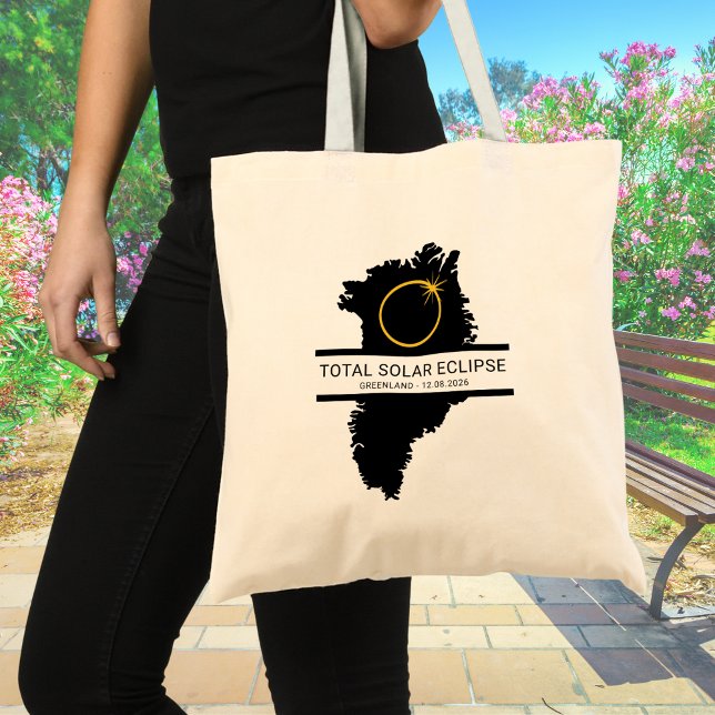 Total Solar Eclipse August 2026 – Greenland Custom Tote Bag (Edit text via the template if you wish to personalize as required)