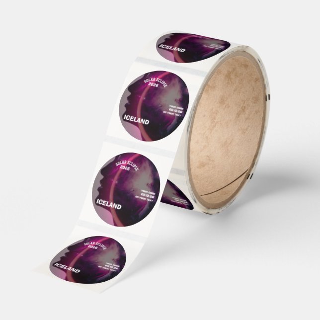 Total solar eclipse August 2026 text personalized Classic Round Sticker (Roll)