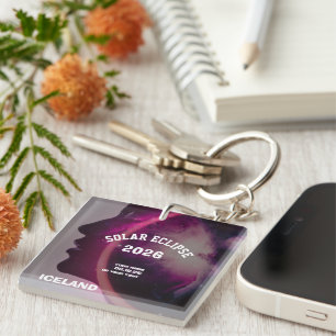 Total solar eclipse August 2026 text personalized Keychain