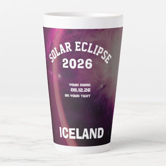 Total solar eclipse August 2026 text personalized Latte Mug (Front)