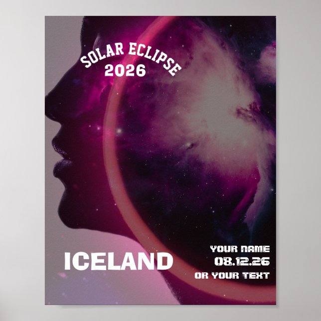 Total solar eclipse August 2026 text personalized Poster (Front)