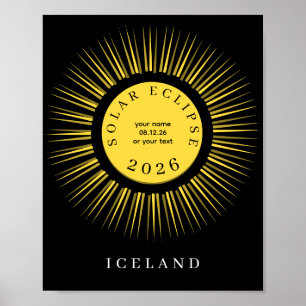 Total solar eclipse August 2026 text personalized Poster