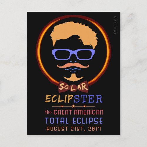 Total Solar Eclipse August 21 2017 Funny Hipster Postcard