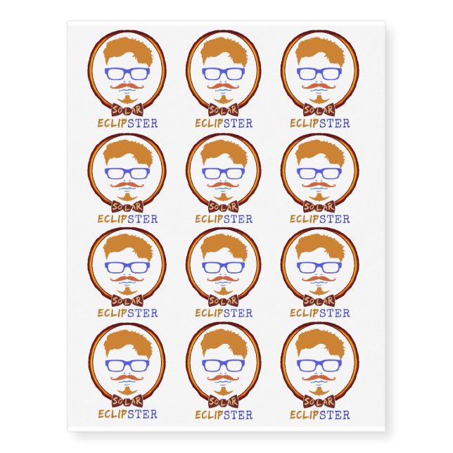 Total Solar Eclipse August 21 2017 Funny Hipster Temporary Tattoos (Front)