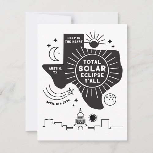 Total Solar Eclipse Austin Texas Flat Card