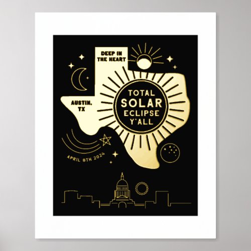 Total Solar Eclipse Austin Texas Foil Poster