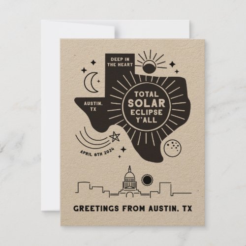 Total Solar Eclipse Austin Texas Greeting Card