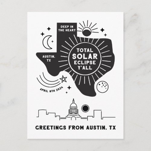 Total Solar Eclipse Austin Texas Postcard