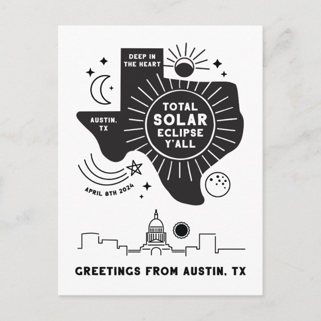 Total Solar Eclipse Austin Texas Postcard (Front)