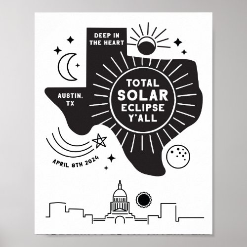 Total Solar Eclipse Austin Texas Poster