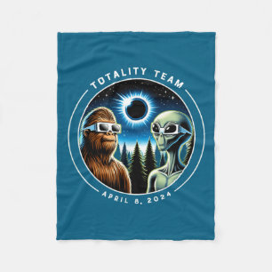 Total Solar Eclipse Bigfoot Alien Illustration Fleece Blanket