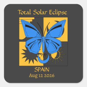 Total Solar Eclipse Butterfly Custom Square Sticker