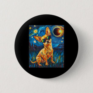 Total Solar Eclipse Chihuahua Dog Button